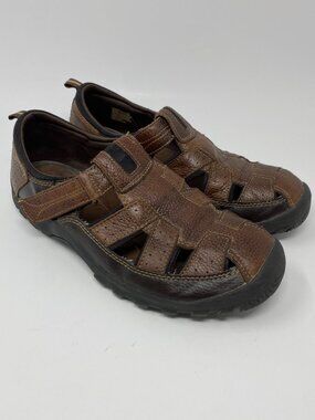 Earth Spirit Leather Sandals Mens 10W Brown Fisherman Simon V VI